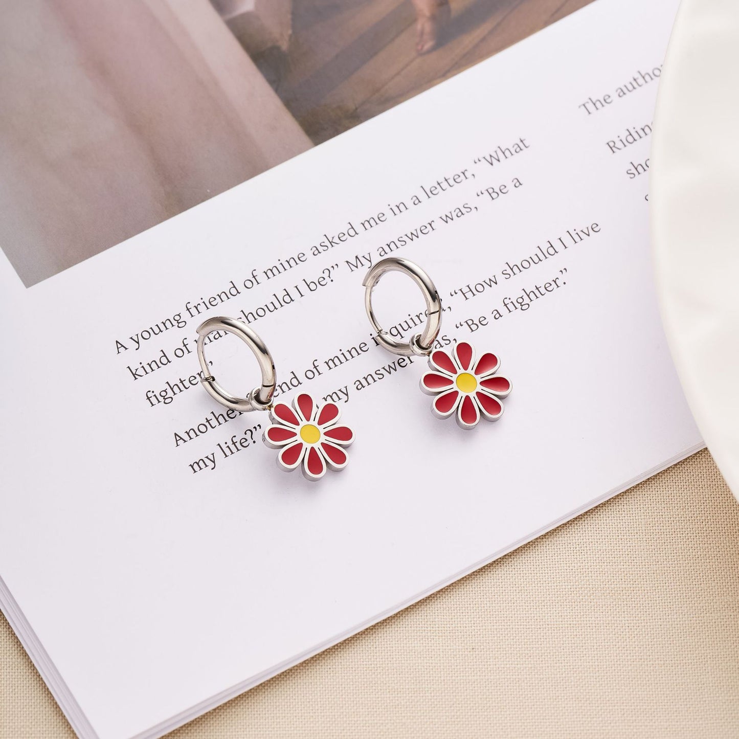 Cute Fruit & Daisy Titanium Steel Stud Earrings — Women's Non-Fading