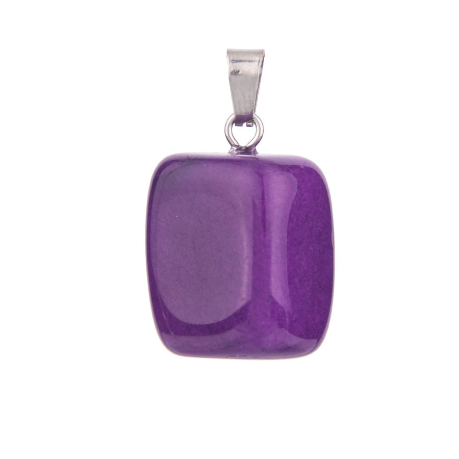 Crystal amorphous semi-precious stone cube pendant