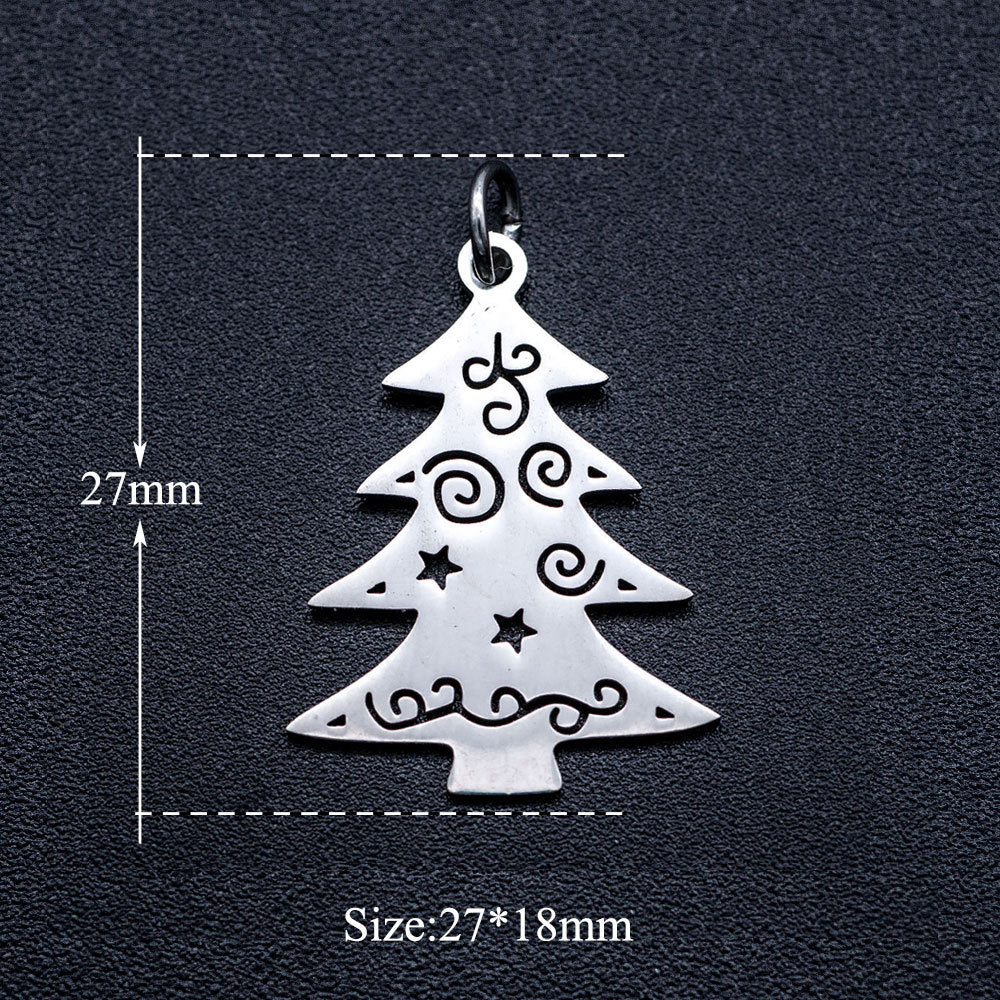 5 pcs/bag Coconut Tree Christmas Tree Titanium Steel Pendant