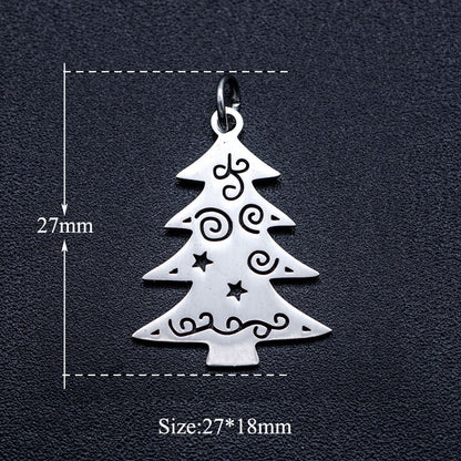 5 pcs/bag Coconut Tree Christmas Tree Titanium Steel Pendant