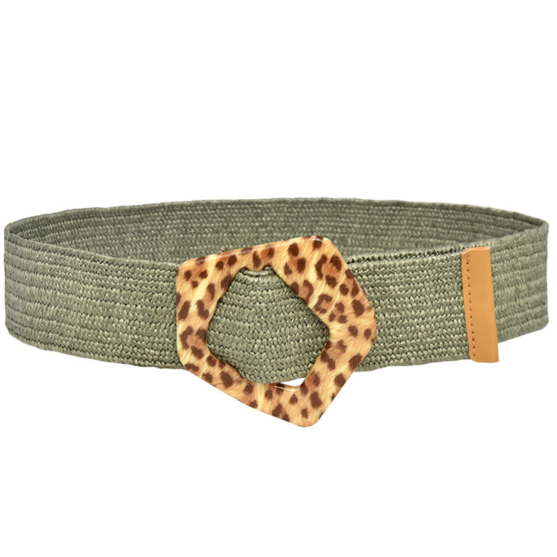 Round Braided Resin Buckle Ladies Belt