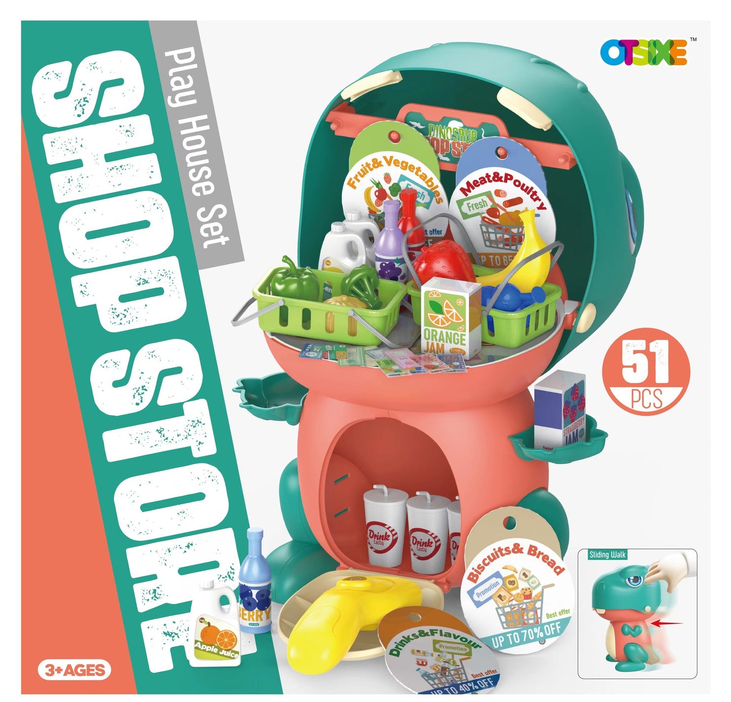 Children's Pretend Play Kitchen Toy Set: Girls' Cooking Rice Cooking Kitchen Utensil Tableware Dinosaur Storage Set