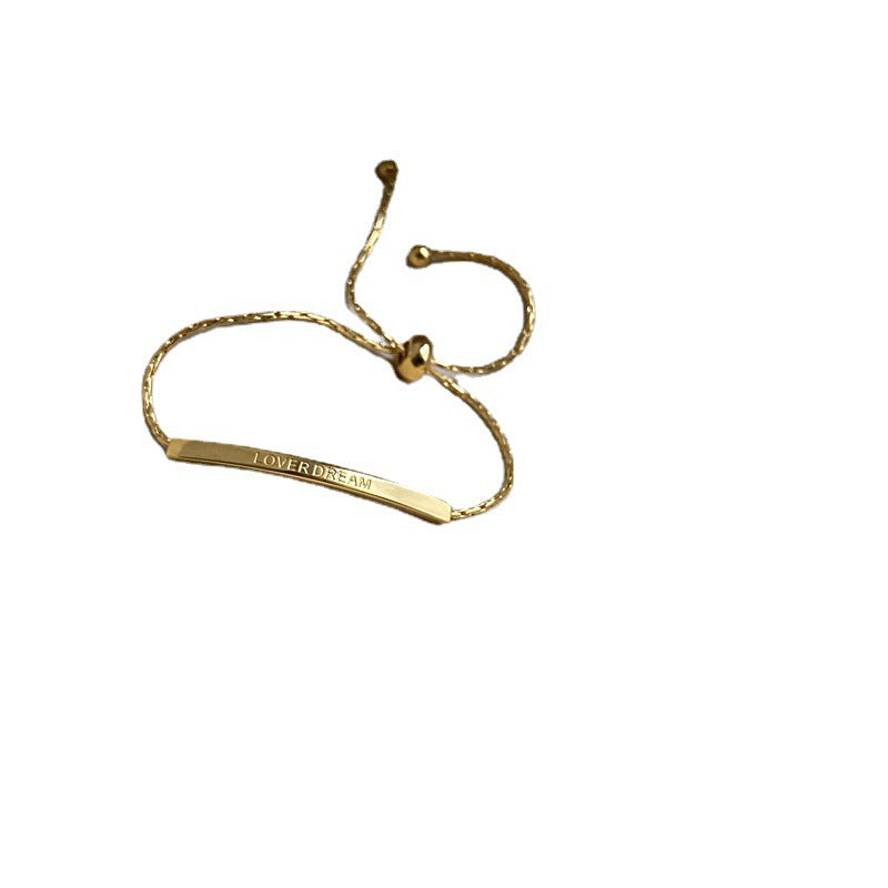 Women's Korean-Style Titanium Steel Adjustable Gold Letter Bracelet