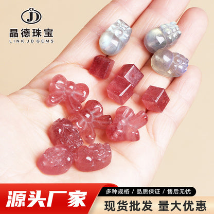 Gray Moonlight Pixiu Red Strawberry Crystal Pendant