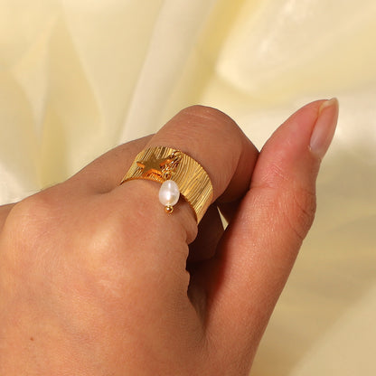 Star Pearl Pendant Open Ring