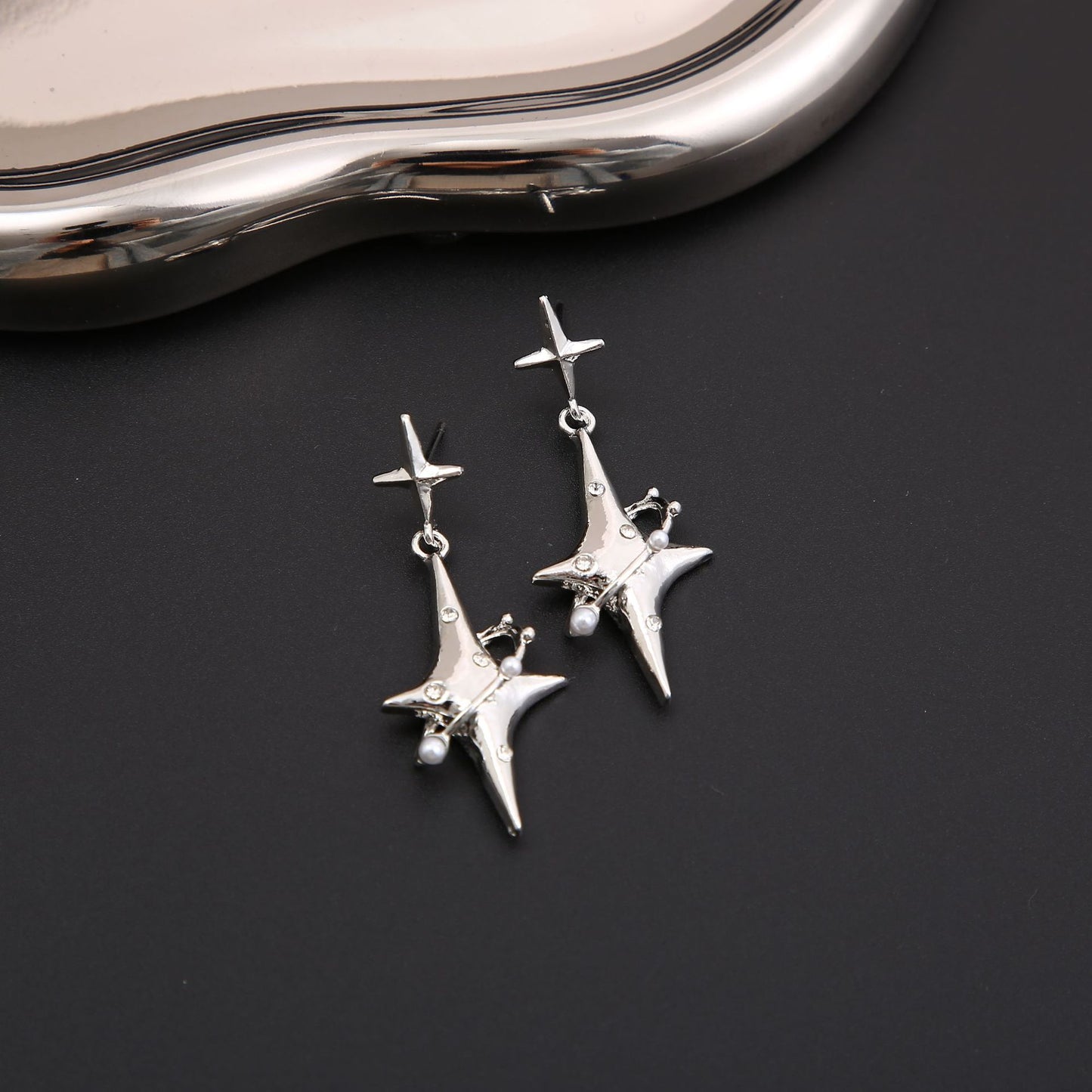 Star Point Diamond Stud Earrings