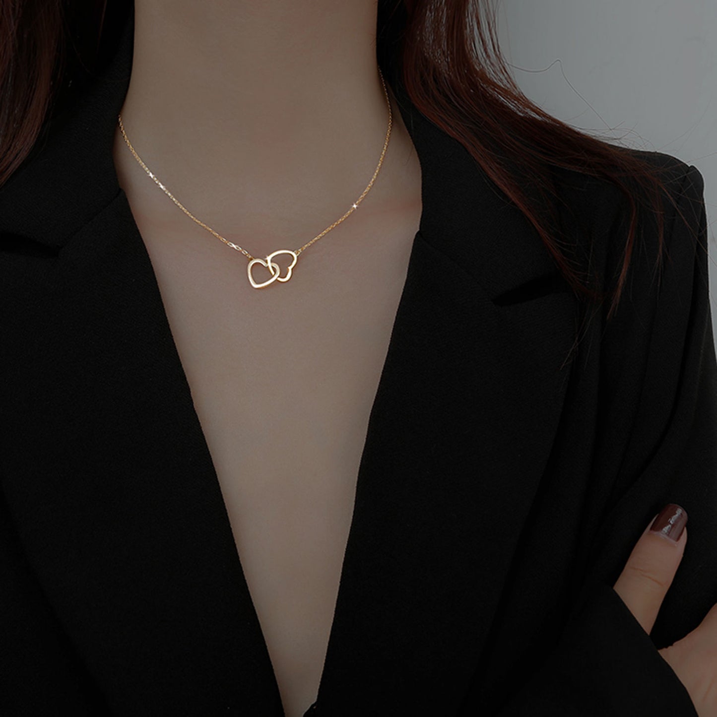 Women's Minimalist Gold Titanium Steel Love Collarbone Necklace