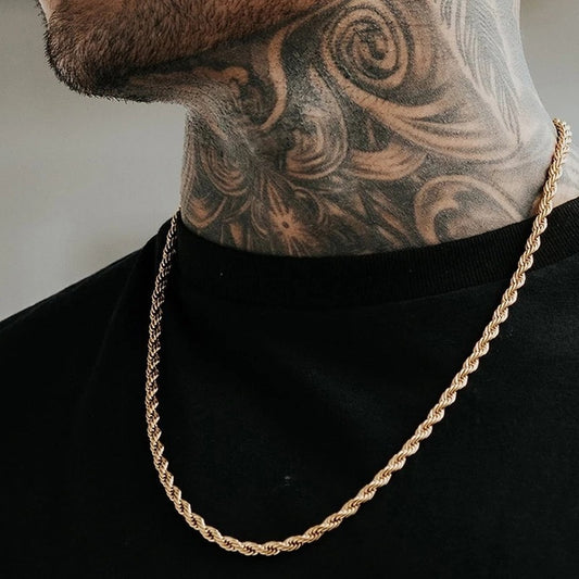 Men's 3mm Twisted Rope Chain Necklace