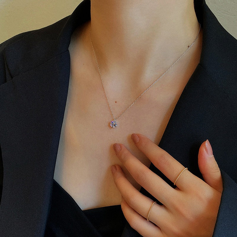 Korean-Style Zircon Titanium Steel Collarbone Necklace