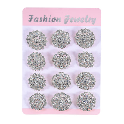 Rhinestone Card Brooch