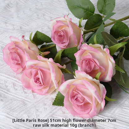 Artificial rose red and orange flowers