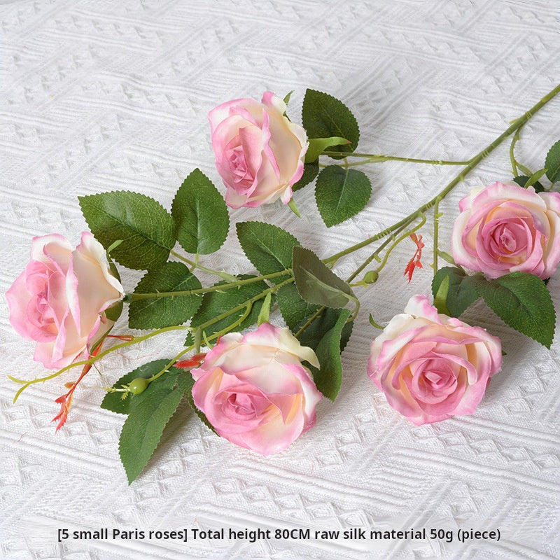 Artificial rose red and orange flowers