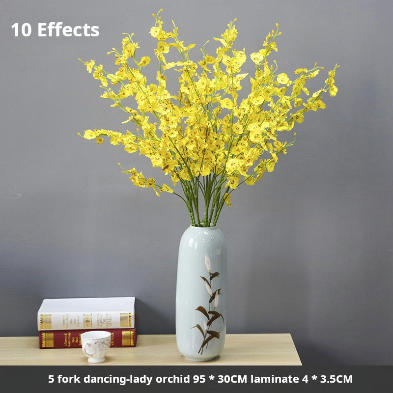 5-pronged dancing orchid yellow head artificial flower