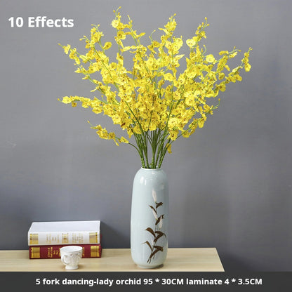 5-pronged dancing orchid yellow head artificial flower