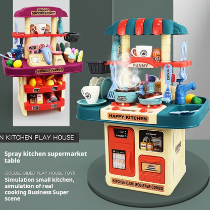 Children's Simulation Electric Drill Double-Sided Screw Workbench Kitchen Educational Assembly Toy