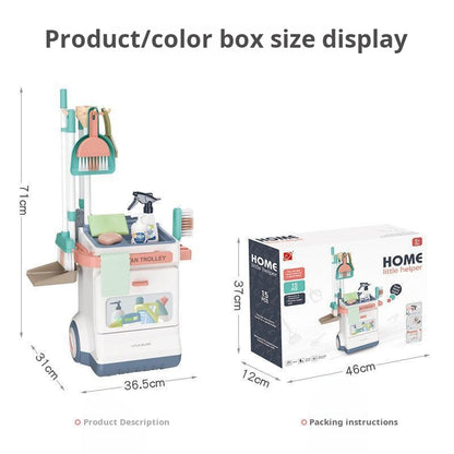 Children's Simulation Medical ECG Table Vacuum Cleaner Cleaning Cart Pretend Play Supermarket Shopping Counter Toy