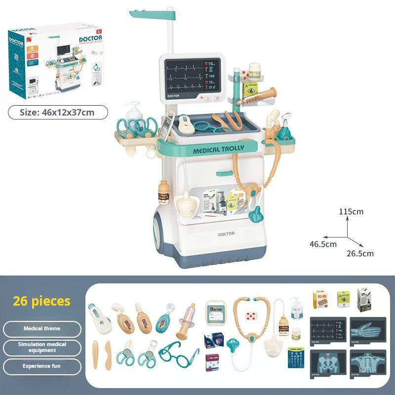 Children's Simulation Medical ECG Table Vacuum Cleaner Cleaning Cart Pretend Play Supermarket Shopping Counter Toy