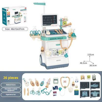 Children's Simulation Medical ECG Table Vacuum Cleaner Cleaning Cart Pretend Play Supermarket Shopping Counter Toy