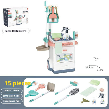 Children's Simulation Medical ECG Table Vacuum Cleaner Cleaning Cart Pretend Play Supermarket Shopping Counter Toy