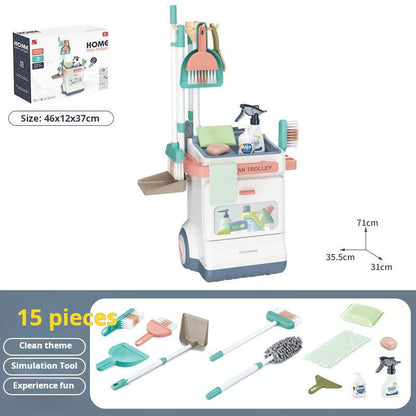 Children's Simulation Medical ECG Table Vacuum Cleaner Cleaning Cart Pretend Play Supermarket Shopping Counter Toy