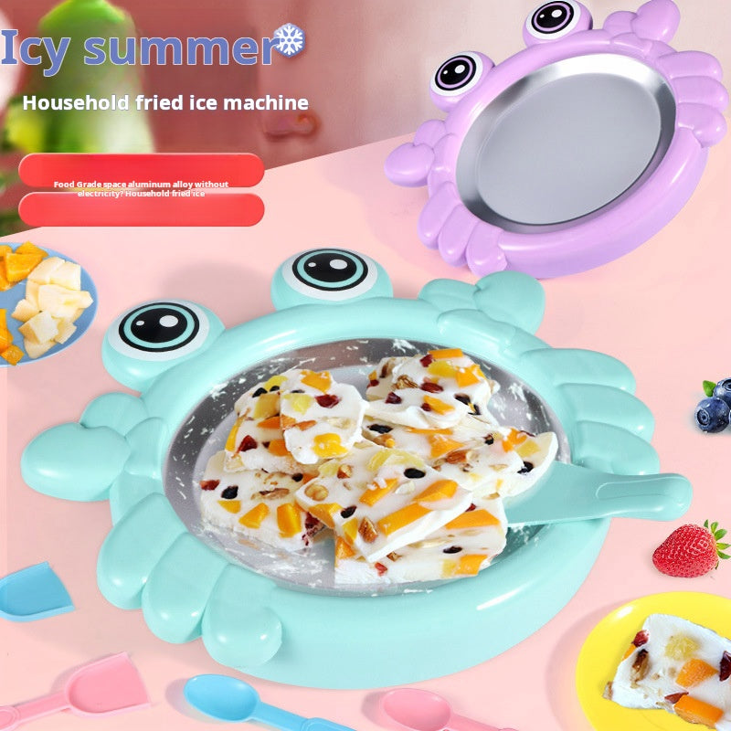 Mini máquina para hacer helados fritos para el hogar, máquina para hacer helados de frutas DIY para niños, máquina bandeja para hielo y nieve 