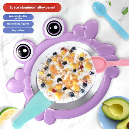 Mini máquina para hacer helados fritos para el hogar, máquina para hacer helados de frutas DIY para niños, máquina bandeja para hielo y nieve 