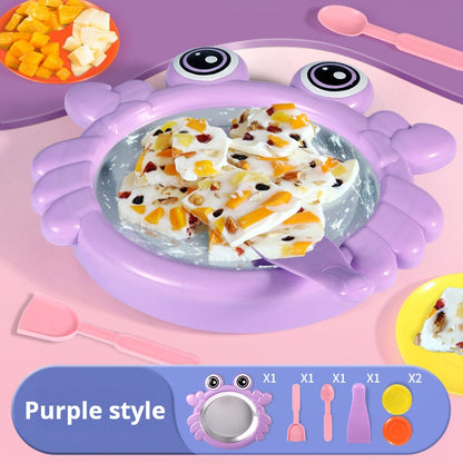 Mini máquina para hacer helados fritos para el hogar, máquina para hacer helados de frutas DIY para niños, máquina bandeja para hielo y nieve 