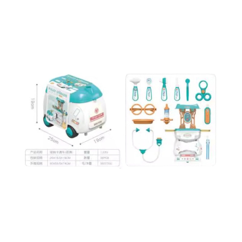 Children's Pretend Play Toy Set: Rolling Luggage, Kitchen Utensils, Makeup Tools, Luggage Storage Box Combination