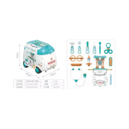 Children's Pretend Play Toy Set: Rolling Luggage, Kitchen Utensils, Makeup Tools, Luggage Storage Box Combination