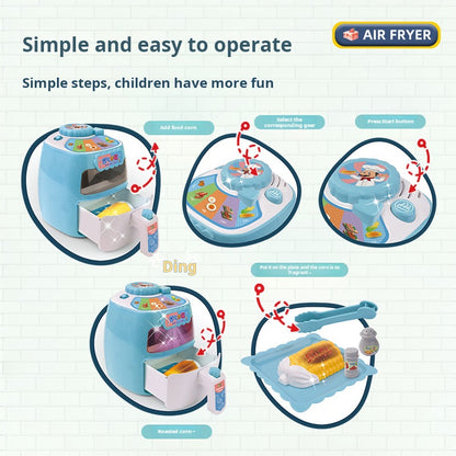 Juego de simulación de juguete para niños: Mini freidora de aire, juguete de cocina para cocinar arroz, regalo al por mayor 