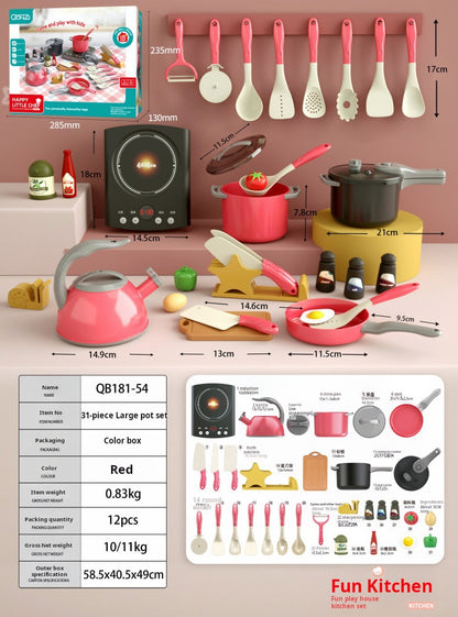 Cocina de simulación para bebé, olla arrocera eléctrica grande con sonido y luz, juego de juguete para juego de imitación 