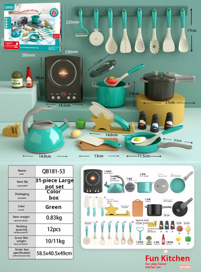 Cocina de simulación para bebé, olla arrocera eléctrica grande con sonido y luz, juego de juguete para juego de imitación 