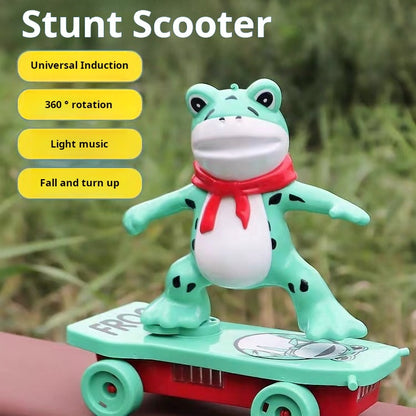 Electric Frog Stunt Scooter Automatic Rolling Non-Tumbling Spinning Toy for Children