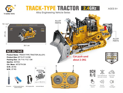 Alloy 11-Channel Remote Control Children's Toy Car Wireless Electric Simulation Excavator and Bulldozer Construction Vehicle Toy