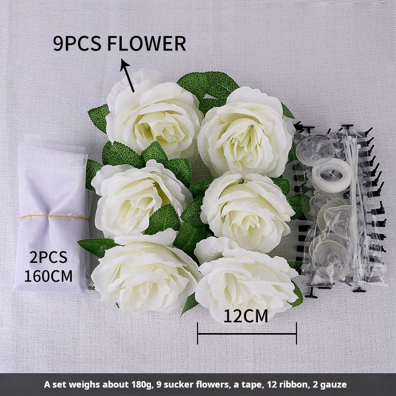 Wedding car front decoration full set of rose artificial flowers