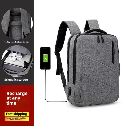 Solid color large capacity waterproof computer bag