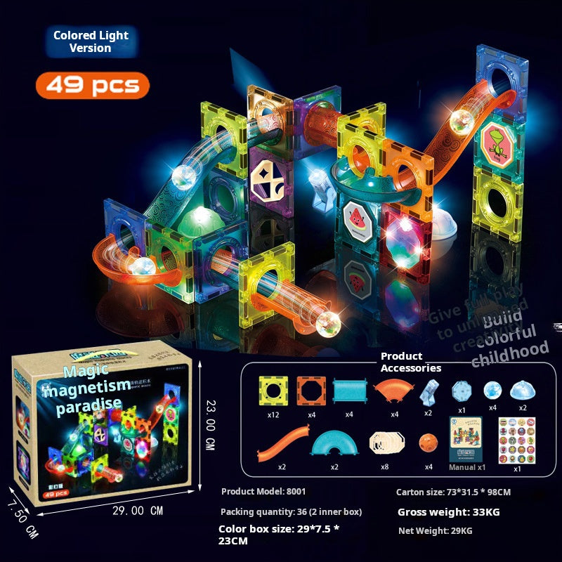 Educational Magnetic Tiles Toy, Colorful Window Pipes Ball Track Building Blocks