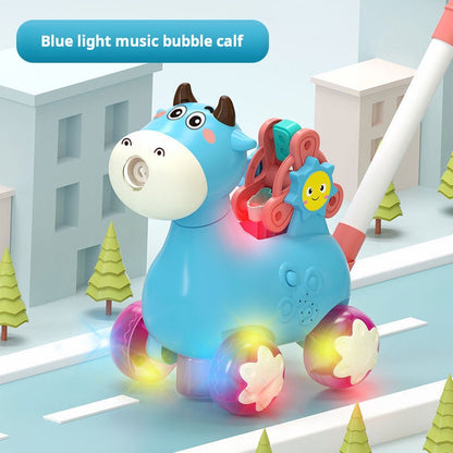 Children's Walker Bubble Push Cart with Music, Lights, Giraffe, Outdoor Interactive Toy