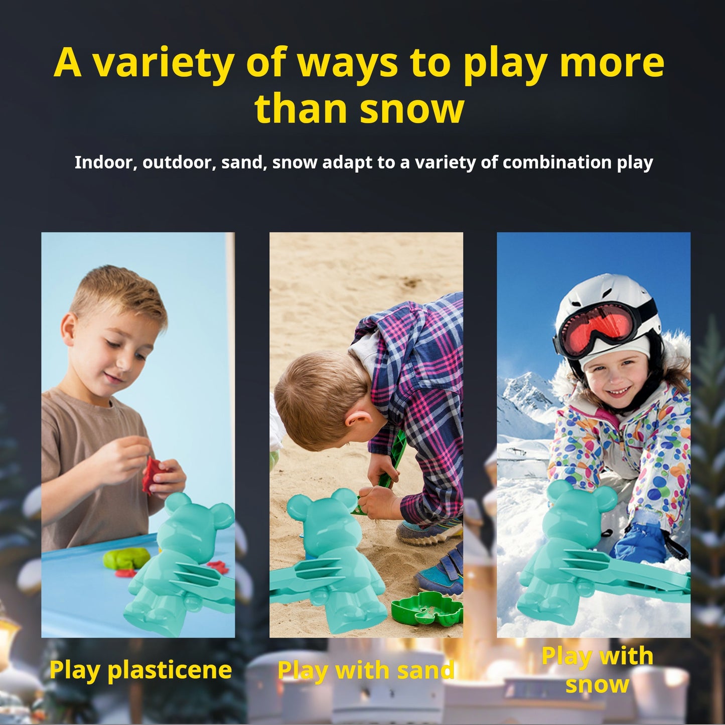 Children's Snowball Maker Bear Mold for Winter Play