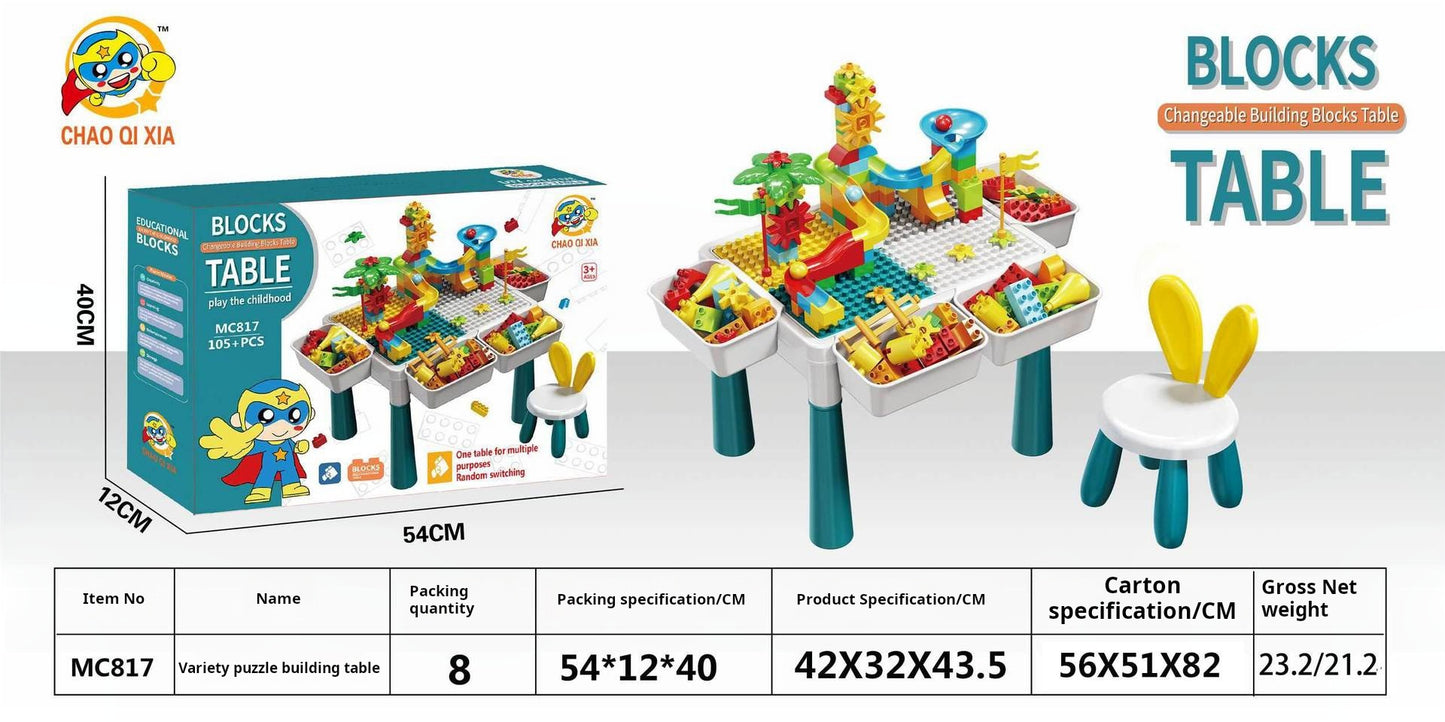 Educational Large Bricks Multifunctional Learning Table, Compatible with Kindergarten Kids Toy