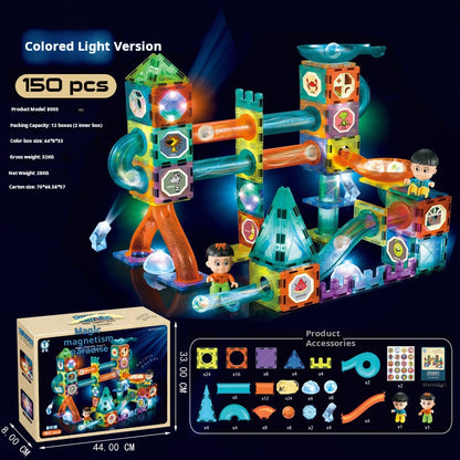 Educational Magnetic Tiles Toy, Colorful Window Pipes Ball Track Building Blocks