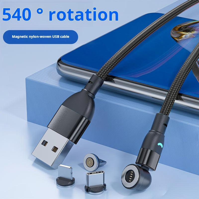 540 degree fast charging mobile phone charging cable with light