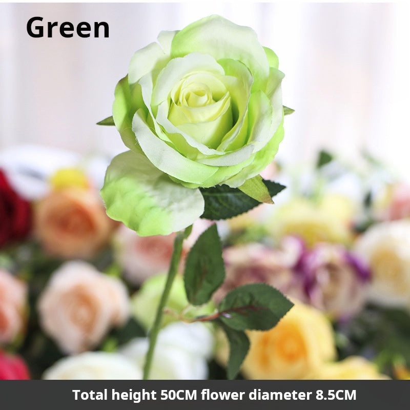 Flor artificial de flor de seda de una sola rosa 