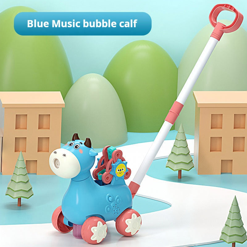 Children's Walker Bubble Push Cart with Music, Lights, Giraffe, Outdoor Interactive Toy