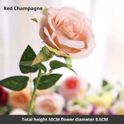 Flor artificial de flor de seda de una sola rosa 