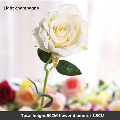 Flor artificial de flor de seda de una sola rosa 