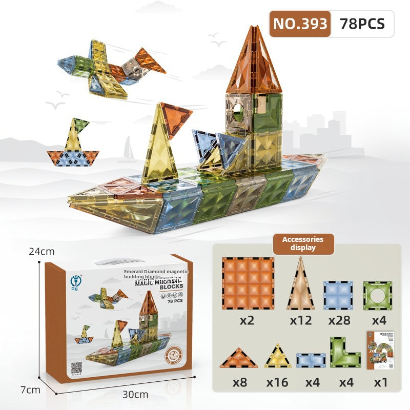 Educational Magnetic Tiles Toy, Colorful Window Pipes Ball Track Building Blocks