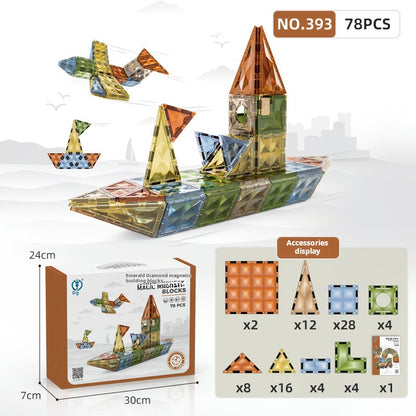 Educational Magnetic Tiles Toy, Colorful Window Pipes Ball Track Building Blocks