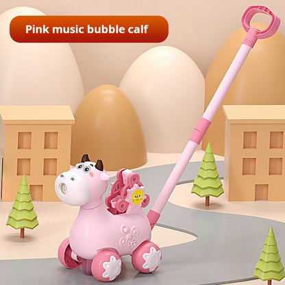 Children's Walker Bubble Push Cart with Music, Lights, Giraffe, Outdoor Interactive Toy