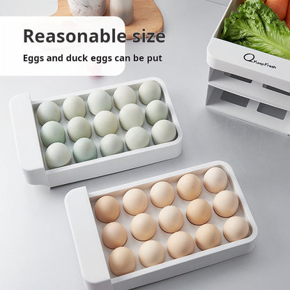 Three-Layer Plastic Egg Storage Box, Multi-Grid Refrigerator Organizer